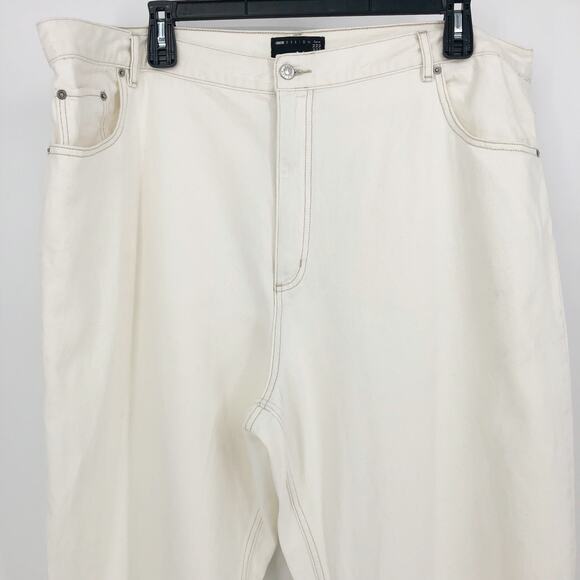 ASOS Womens Straight Keg Jeans US 20 Cream High Rise Denim Non Stretch Cotton - Picture 2 of 10